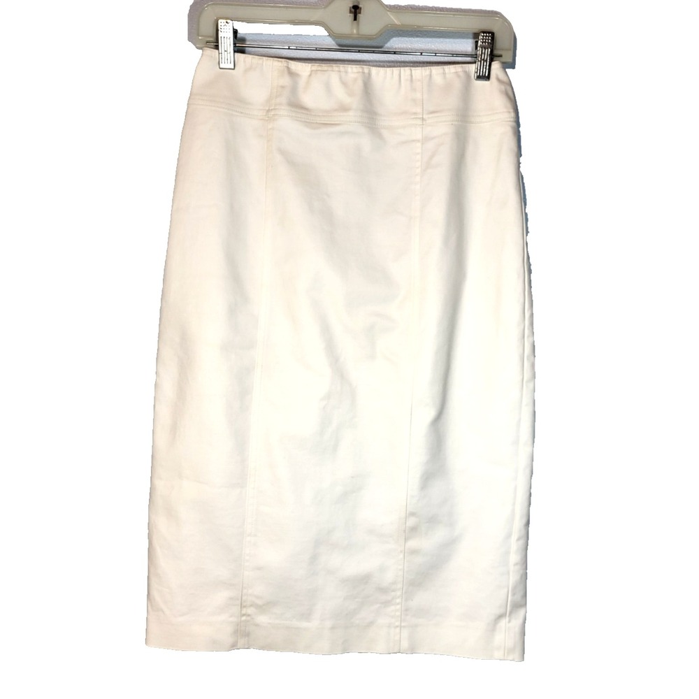 Charles Nolan NY Cream Pencil Skirt Rear Zip Lined Slit Size‎ 10 Corpcore